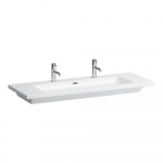 Praustuvas Laufen LIVING 1300x480x110 mm, dvigubas baldinis, su 2 angomis maišytuvams 